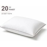 Binna Soft Comfort Touch Biyeli Yastık 20'li Paket 50X70 cm 900 gr Boncuk Silikon Elyaf Dolgulu - Pudra - 50 x 70 cm