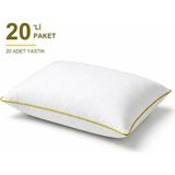 Binna Soft Comfort Touch Biyeli Yastık 20'li Paket 50X70 cm 900 gr Boncuk Silikon Elyaf Dolgulu - Sarı - 50 x 70 cm