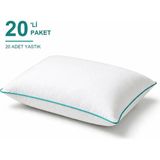 Binna Soft Comfort Touch Biyeli Yastık 20'li Paket 50X70 cm 900 gr Boncuk Silikon Elyaf Dolgulu - Turkuaz - 50 x 70 cm