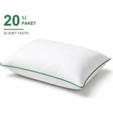 Binna Soft Comfort Touch Biyeli Yastık 20'li Paket 50X70 cm 900 gr Boncuk Silikon Elyaf Dolgulu - Yeşil - 50 x 70 cm