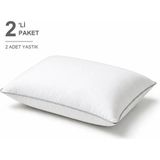 Binna Soft Comfort Touch Biyeli Yastık 2'li Paket 50X70 cm 1000 gr Boncuk Silikon Elyaf Dolgulu - Açık Gri - 50 x 70 cm