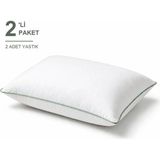 Binna Soft Comfort Touch Biyeli Yastık 2'li Paket 50X70 cm 1000 gr Boncuk Silikon Elyaf Dolgulu - Adaçayı - 50 x 70 cm - Sap Yeşili