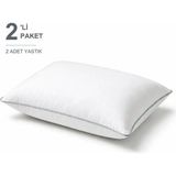 Binna Soft Comfort Touch Biyeli Yastık 2'li Paket 50X70 cm 1000 gr Boncuk Silikon Elyaf Dolgulu - Buz Mavisi - 50 x 70 cm - Azur Mavisi