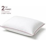 Binna Soft Comfort Touch Biyeli Yastık 2'li Paket 50X70 cm 1000 gr Boncuk Silikon Elyaf Dolgulu - Gül Kurusu - 50 x 70 cm