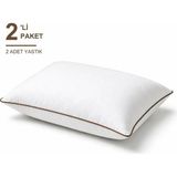 Binna Soft Comfort Touch Biyeli Yastık 2'li Paket 50X70 cm 1000 gr Boncuk Silikon Elyaf Dolgulu - Kahverengi - 50 x 70 cm