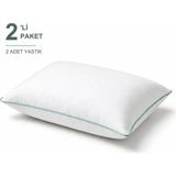 Binna Soft Comfort Touch Biyeli Yastık 2'li Paket 50X70 cm 1000 gr Boncuk Silikon Elyaf Dolgulu - Mint Yeşili - 50 x 70 cm