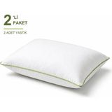 Binna Soft Comfort Touch Biyeli Yastık 2'li Paket 50X70 cm 900 gr Boncuk Silikon Elyaf Dolgulu - Çağla Yeşili - 50 x 70 cm - Su Yeşili