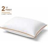 Binna Soft Comfort Touch Biyeli Yastık 2'li Paket 50X70 cm 900 gr Boncuk Silikon Elyaf Dolgulu - Turuncu - 50 x 70 cm