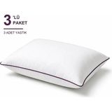 Binna Soft Comfort Touch Biyeli Yastık 3'li Paket 50X70 cm 1000 gr Boncuk Silikon Elyaf Dolgulu - Mürdüm - 50 x 70 cm