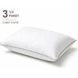 Binna Soft Comfort Touch Biyeli Yastık 3'li Paket 50X70 cm 1000 gr Boncuk Silikon Elyaf Dolgulu - Pudra - 50 x 70 cm