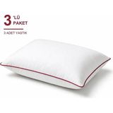 Binna Soft Comfort Touch Biyeli Yastık 3'li Paket 50X70 cm 1000 gr Boncuk Silikon Elyaf Dolgulu - Vişne - 50 x 70 cm - Koyu Kızıl