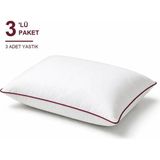 Binna Soft Comfort Touch Biyeli Yastık 3'li Paket 50X70 cm 900 gr Boncuk Silikon Elyaf Dolgulu - Bordo - 50 x 70 cm