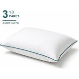 Binna Soft Comfort Touch Biyeli Yastık 3'li Paket 50X70 cm 900 gr Boncuk Silikon Elyaf Dolgulu - Petrol Mavisi - 50 x 70 cm
