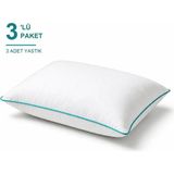 Binna Soft Comfort Touch Biyeli Yastık 3'li Paket 50X70 cm 900 gr Boncuk Silikon Elyaf Dolgulu - Turkuaz - 50 x 70 cm