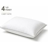 Binna Soft Comfort Touch Biyeli Yastık 4'li Paket 50X70 cm 1000 gr Boncuk Silikon Elyaf Dolgulu - Krem - 50 x 70 cm