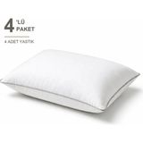 Binna Soft Comfort Touch Biyeli Yastık 4'li Paket 50X70 cm 1000 gr Boncuk Silikon Elyaf Dolgulu - Taş - 50 x 70 cm
