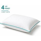 Binna Soft Comfort Touch Biyeli Yastık 4'li Paket 50X70 cm 1000 gr Boncuk Silikon Elyaf Dolgulu - Turkuaz - 50 x 70 cm