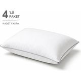 Binna Soft Comfort Touch Biyeli Yastık 4'li Paket 50X70 cm 900 gr Boncuk Silikon Elyaf Dolgulu - Açık Gri - 50 x 70 cm