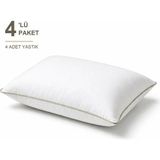 Binna Soft Comfort Touch Biyeli Yastık 4'li Paket 50X70 cm 900 gr Boncuk Silikon Elyaf Dolgulu - Bej - 50 x 70 cm