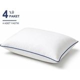 Binna Soft Comfort Touch Biyeli Yastık 4'li Paket 50X70 cm 900 gr Boncuk Silikon Elyaf Dolgulu - Indigo - 50 x 70 cm