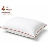 Binna Soft Comfort Touch Biyeli Yastık 4'li Paket 50X70 cm 900 gr Boncuk Silikon Elyaf Dolgulu - Kiremit - 50 x 70 cm
