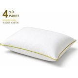 Binna Soft Comfort Touch Biyeli Yastık 4'li Paket 50X70 cm 900 gr Boncuk Silikon Elyaf Dolgulu - Sarı - 50 x 70 cm