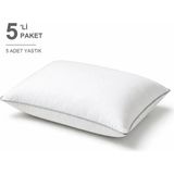 Binna Soft Comfort Touch Biyeli Yastık 5'li Paket 50X70 cm 1000 gr Boncuk Silikon Elyaf Dolgulu - Açık Gri - 50 x 70 cm