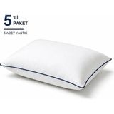 Binna Soft Comfort Touch Biyeli Yastık 5'li Paket 50X70 cm 1000 gr Boncuk Silikon Elyaf Dolgulu - Lacivert - 50 x 70 cm