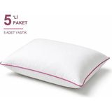 Binna Soft Comfort Touch Biyeli Yastık 5'li Paket 50X70 cm 1000 gr Boncuk Silikon Elyaf Dolgulu - Pembe - 50 x 70 cm