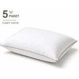 Binna Soft Comfort Touch Biyeli Yastık 5'li Paket 50X70 cm 1000 gr Boncuk Silikon Elyaf Dolgulu - Taş - 50 x 70 cm