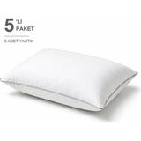 Binna Soft Comfort Touch Biyeli Yastık 5'li Paket 50X70 cm 900 gr Boncuk Silikon Elyaf Dolgulu - Gümüş - 50 x 70 cm