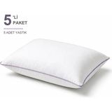 Binna Soft Comfort Touch Biyeli Yastık 5'li Paket 50X70 cm 900 gr Boncuk Silikon Elyaf Dolgulu - Lila - 50 x 70 cm