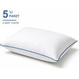 Binna Soft Comfort Touch Biyeli Yastık 5'li Paket 50X70 cm 900 gr Boncuk Silikon Elyaf Dolgulu - Mavi - 50 x 70 cm
