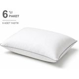 Binna Soft Comfort Touch Biyeli Yastık 6'li Paket 50X70 cm 1000 gr Boncuk Silikon Elyaf Dolgulu - Açık Gri - 50 x 70 cm