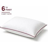 Binna Soft Comfort Touch Biyeli Yastık 6'li Paket 50X70 cm 1000 gr Boncuk Silikon Elyaf Dolgulu - Bordo - 50 x 70 cm