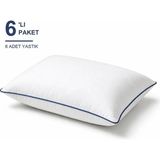 Binna Soft Comfort Touch Biyeli Yastık 6'li Paket 50X70 cm 1000 gr Boncuk Silikon Elyaf Dolgulu - Indigo - 50 x 70 cm