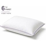 Binna Soft Comfort Touch Biyeli Yastık 6'li Paket 50X70 cm 1000 gr Boncuk Silikon Elyaf Dolgulu - Lila - 50 x 70 cm
