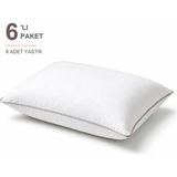 Binna Soft Comfort Touch Biyeli Yastık 6'li Paket 50X70 cm 1000 gr Boncuk Silikon Elyaf Dolgulu - Pudra - 50 x 70 cm