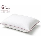 Binna Soft Comfort Touch Biyeli Yastık 6'li Paket 50X70 cm 900 gr Boncuk Silikon Elyaf Dolgulu - Gül Kurusu - 50 x 70 cm