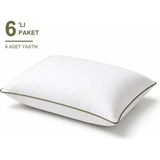 Binna Soft Comfort Touch Biyeli Yastık 6'li Paket 50X70 cm 900 gr Boncuk Silikon Elyaf Dolgulu - Haki - 50 x 70 cm
