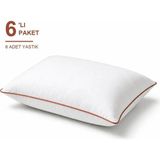 Binna Soft Comfort Touch Biyeli Yastık 6'li Paket 50X70 cm 900 gr Boncuk Silikon Elyaf Dolgulu - Kiremit - 50 x 70 cm