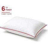 Binna Soft Comfort Touch Biyeli Yastık 6'li Paket 50X70 cm 900 gr Boncuk Silikon Elyaf Dolgulu - Kırmızı - 50 x 70 cm