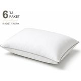 Binna Soft Comfort Touch Biyeli Yastık 6'li Paket 50X70 cm 900 gr Boncuk Silikon Elyaf Dolgulu - Krem - 50 x 70 cm