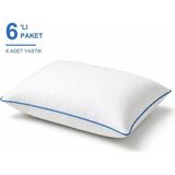 Binna Soft Comfort Touch Biyeli Yastık 6'li Paket 50X70 cm 900 gr Boncuk Silikon Elyaf Dolgulu - Mavi - 50 x 70 cm