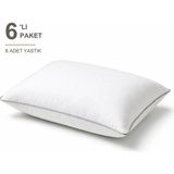 Binna Soft Comfort Touch Biyeli Yastık 6'li Paket 50X70 cm 900 gr Boncuk Silikon Elyaf Dolgulu - Taş - 50 x 70 cm