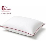 Binna Soft Comfort Touch Biyeli Yastık 6'li Paket 50X70 cm 900 gr Boncuk Silikon Elyaf Dolgulu - Vişne - 50 x 70 cm - Koyu Kızıl