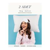 Binna Soft Eco 2 Adet 700 gr Boncuk Silikon Elyaf Dolgulu Yastık 50x70 cm Antialerjik Yıkanabilir Otel Yastığı Seti