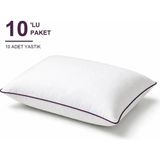 Binna Soft Eco Biyeli Yastık 10'li Paket 50X70 cm 600 gr Boncuk Silikon Elyaf Dolgulu - Mürdüm - 50 x 70 cm