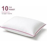 Binna Soft Eco Biyeli Yastık 10'li Paket 50X70 cm 600 gr Boncuk Silikon Elyaf Dolgulu - Pembe - 50 x 70 cm