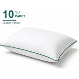 Binna Soft Eco Biyeli Yastık 10'li Paket 50X70 cm 600 gr Boncuk Silikon Elyaf Dolgulu - Zümrüt Yeşili - 50 x 70 cm - Çam Yeşili